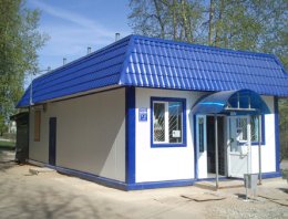  Торговый павильон на 80 кв.м., п. Жешарт, Респ. Коми из сэндвич-панелей, построенная компанией Альянс -  Торговый павильон на 80 кв.м., п. Жешарт, Респ. Коми, п. Жешарт, Респ. Коми