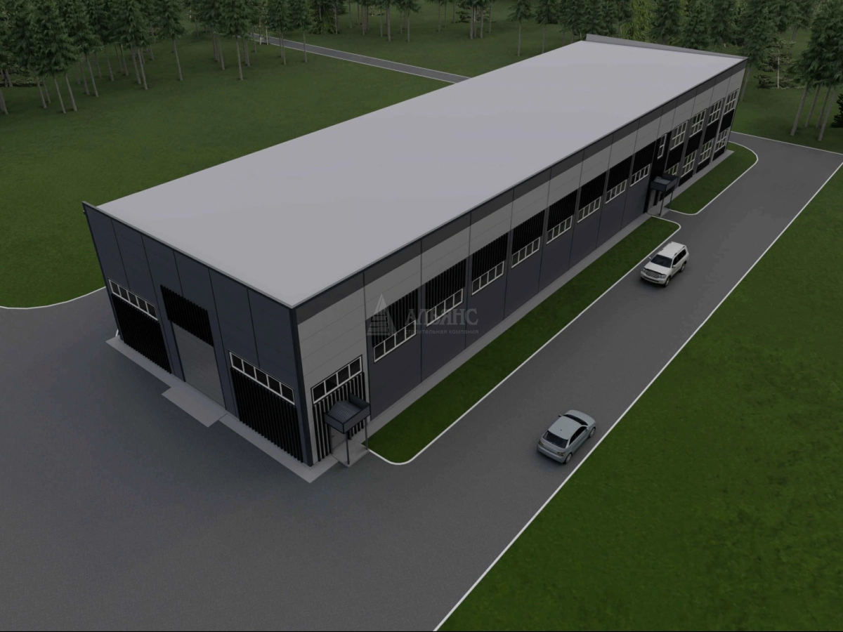 3D визуализация Производственный цех с АБК из сэндвич-панелей - фото 5