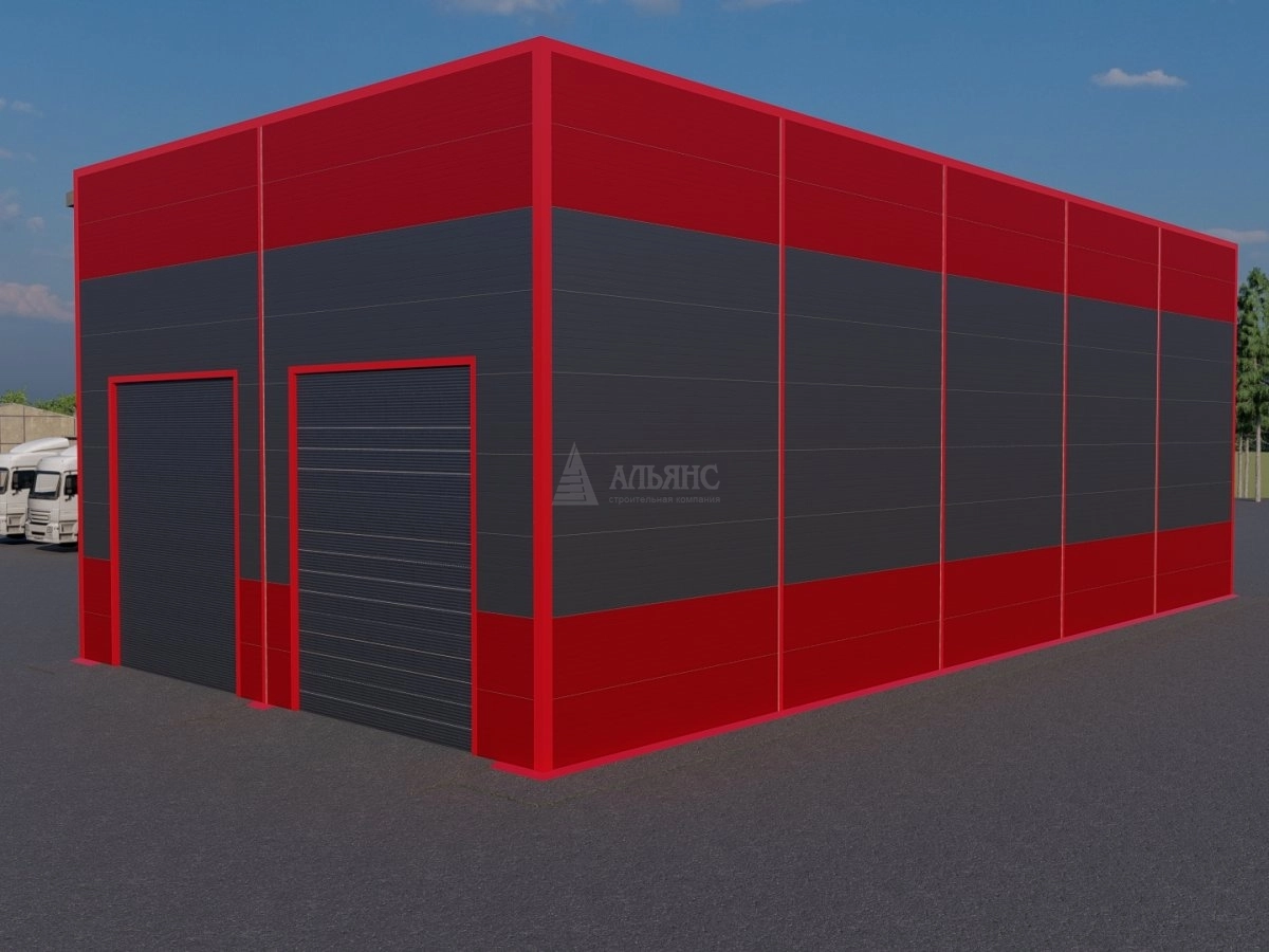 3D визуализация Грузовое СТО из сэндвич-панелей - фото 3