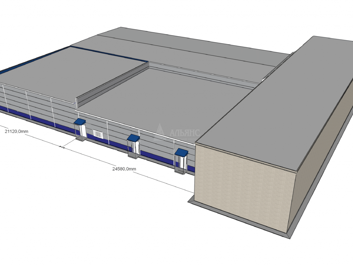 3D визуализация Ангар-склад из сэндвич-панелей - фото 12
