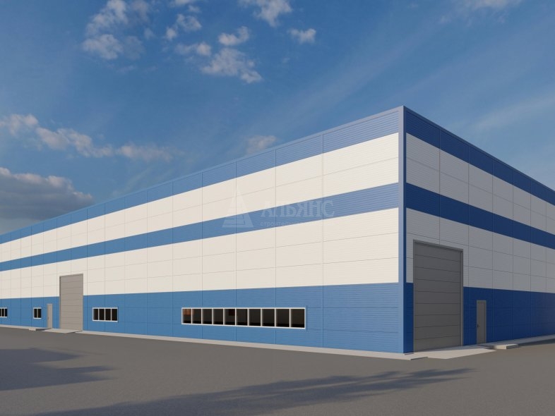 3D визуализация Производственный цех из сэндвич панелей - фото 1