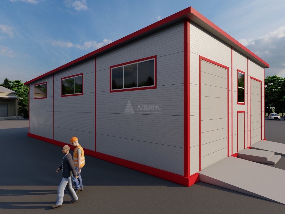 3D визуализация Проект гаража с двумя боксами из сэндвич-панелей - фото 4